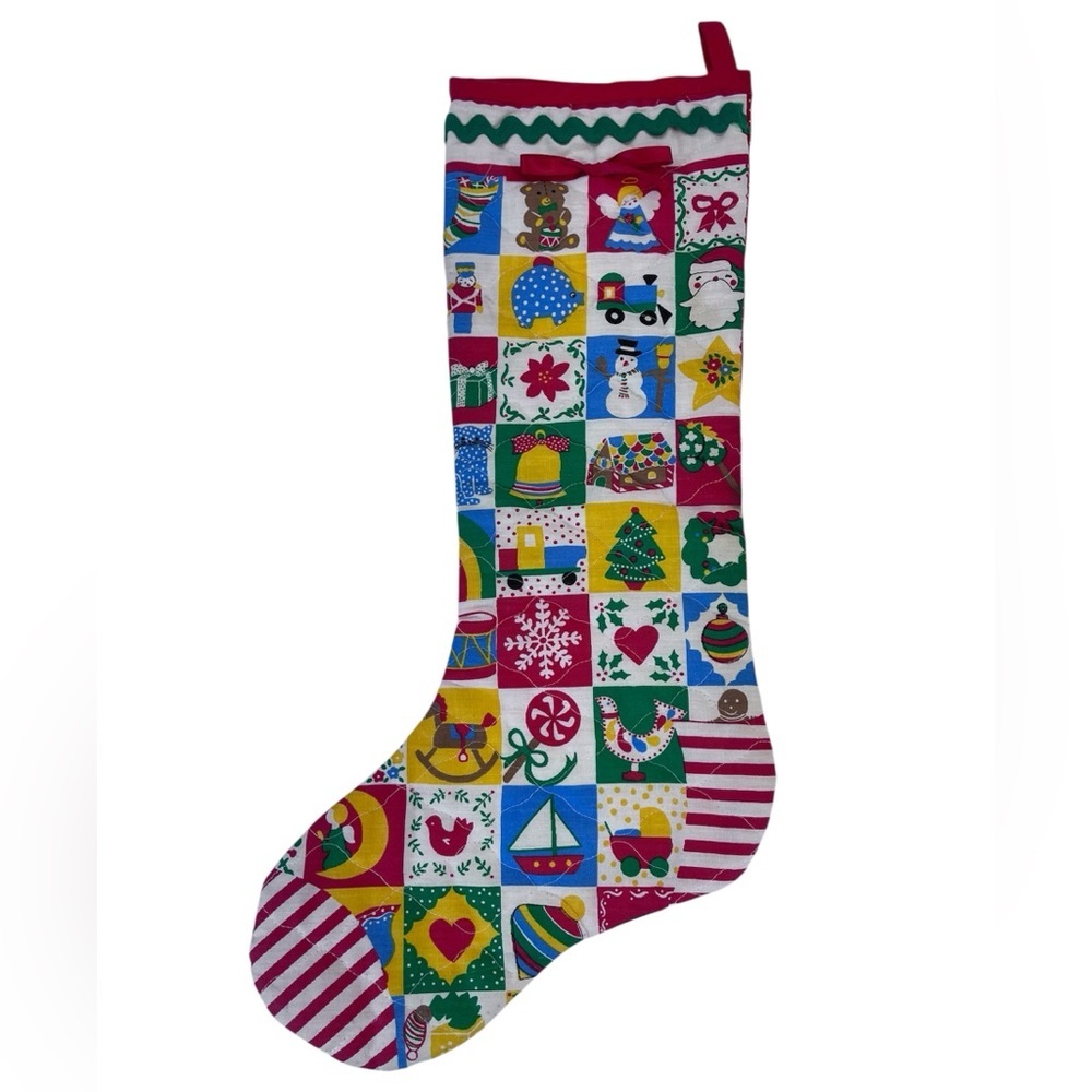 Christmas Stocking 22" Xmas Snowman Tree Bell‎ Snowflake Rocking Horse Drum Boat